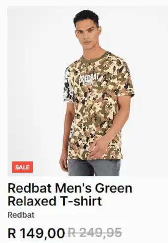 Sportscene Redbat men's green relaxed t-shirt offer