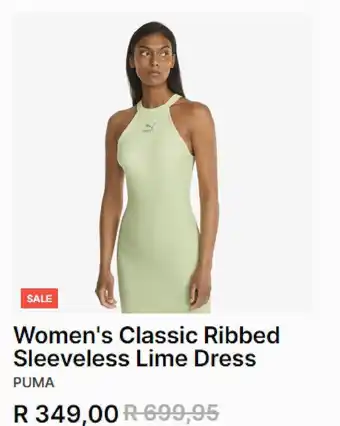 Sportscene Women's classic ribbed sleeveless lime dress offer