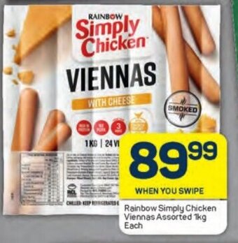 Pick n Pay Rainbow Simply Chicken Viennas Assorted 1kg Each offer