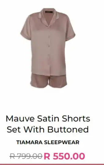 Mauve satin shorts set with buttoned