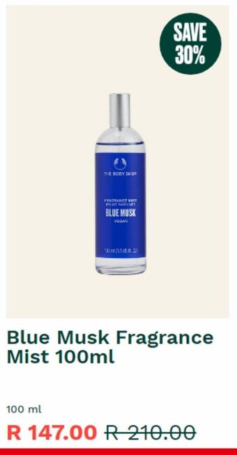 The Body Shop Blue musk fragance mist 100ml offer