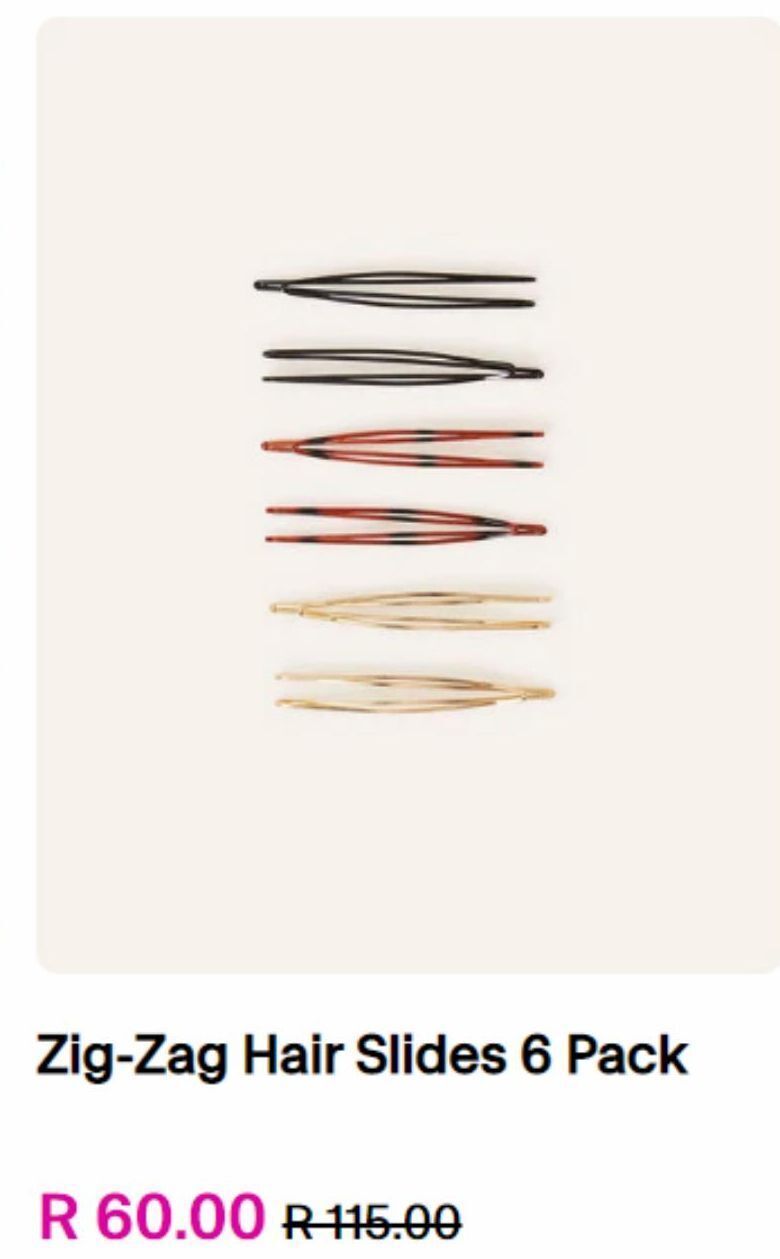 Zig zag hair slides 6 pack offer at Accessorize