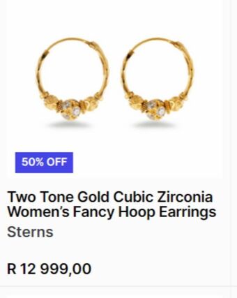 Sterns Two tone gold cubic zirconia women's fancy hoop earrings offer