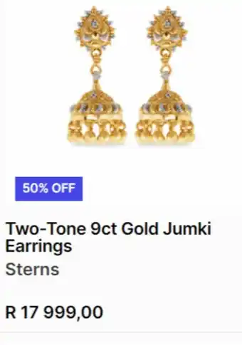 Sterns Two-tone 9ct gold jumki earrings offer