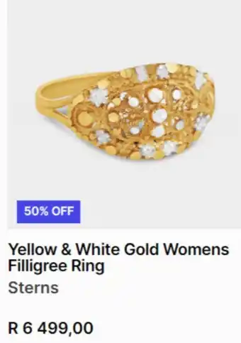 Sterns Yellow & white gold womens filligree ring offer