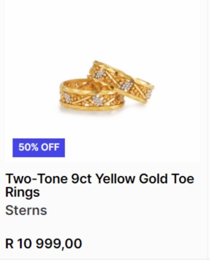 Twotone 9ct yellow gold toe rings offer at Sterns