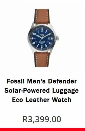 Fossil men's defender solar-powered luggage eco leather watch