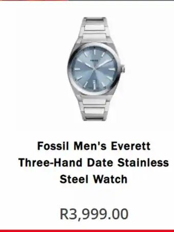 Watch Republic Fossil men's everette three-hand date stainless steel watch offer