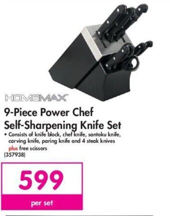 Makro Homemax 9-Piece Power Chef Self-Sharpening Knife Set offer