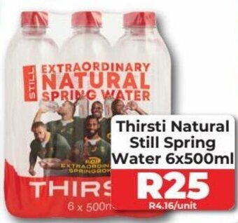 1UP Thirsti Natural Still Spring Water 6x500ml offer