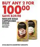 Woolworths Nescafe gold cappuccino sticks 10 sticks-for 2 offer