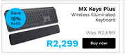 First Shop Logitech mx keys plus wireless illuminated keyboard offer