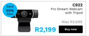 First Shop Logitech c922 pro stream webcam with tripod offer