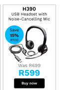 First Shop Logitech h390 usb headset with noise cancelling mic offer