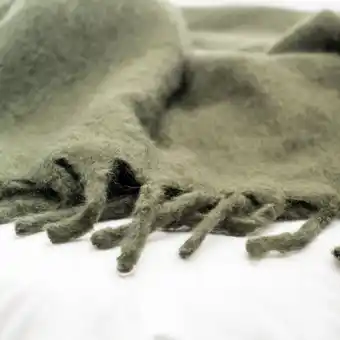 Woollen blend blanket throw - hunter green