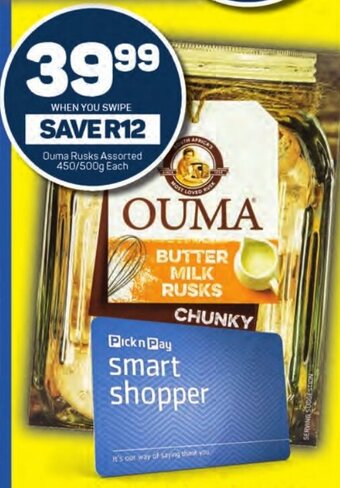 Pick n Pay Ouma Rusks Assorted 450/500g Each offer