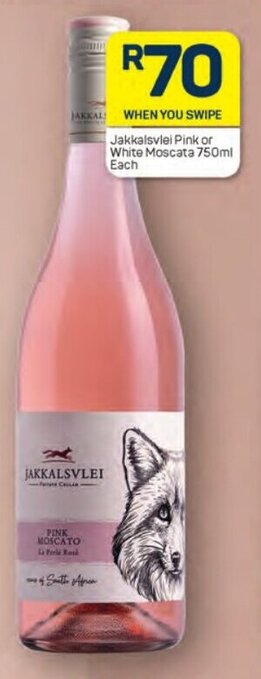 Pick n Pay Jakkalsvlei Pink or White Moscata 750ml Each offer
