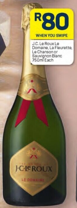 J.C. Le Roux Le Domaine, La Fleurette, Le Chanson or Sauvignon Blanc 750ml Each