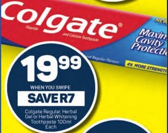 Pick n Pay Colgate Regular, Herbal Gel or Herbal Whitening Toothpaste 100ml Each offer