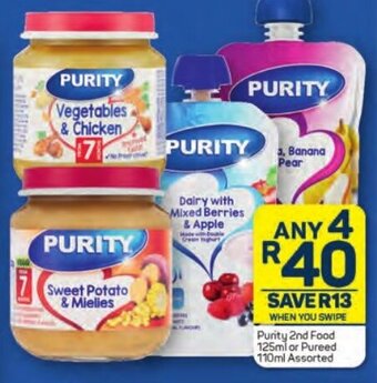 Pick n Pay Purity 2nd Food 125ml or Pureed 110ml Assorted offer