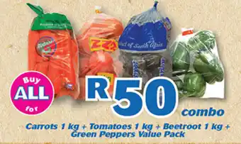 Cambridge Food Carrots 1kg + Tomatoes 1kg + Beetroot 1kg + Green Peppers Value Pack offer