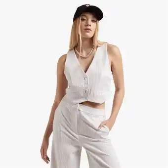 Women's stone pinstrip waistcoat