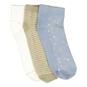 Ladies 3 pack foil print low cut socks