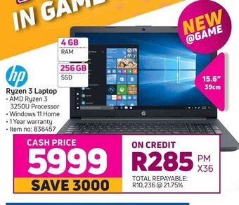 Game hp Ryzen 3 Laptop offer