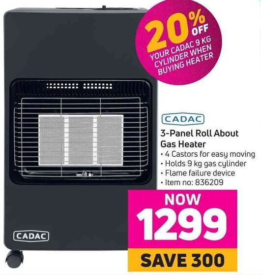 CADAC 3Panel Roll About Gas Heater offer at Game