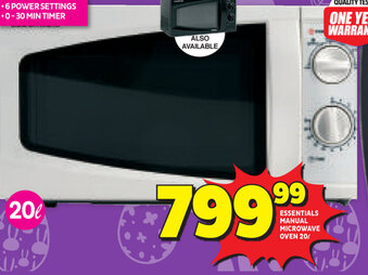 Usave Essentials Manual Microwave Oven 20L offer
