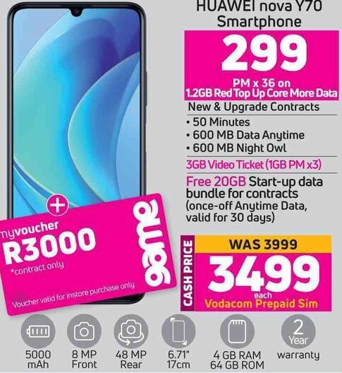 huawei nova y70 price at game