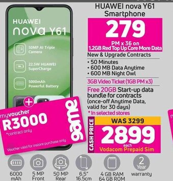 Game HUAWEI nova Y61 Smartphone offer