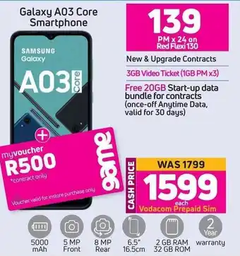 Game SAMSUNG Galaxy A03 Core Smartphone offer