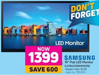 Game Samsung 19" Flat LED Monitor (LS19A330NHMXZN) offer