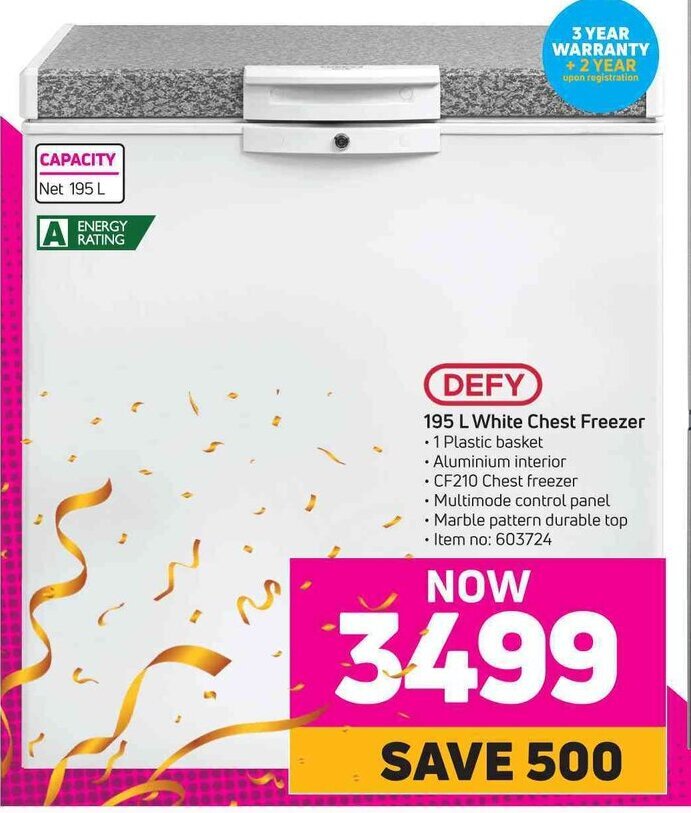 DEFY 195 L White Chest Freezer offer at Game