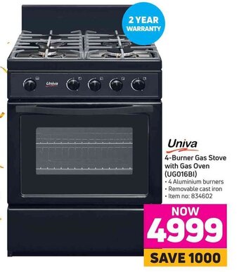 Game Univa 4-Burner Gas Stove with Gas Oven (UG016BI) offer