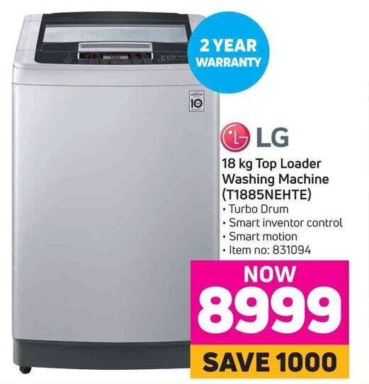 LG 18 kg Top Loader Washing Machine (T1885NEHTE) offer at Game