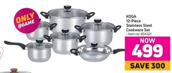 Game KOGA 12-Piece Stainless Steel Cookware Set offer