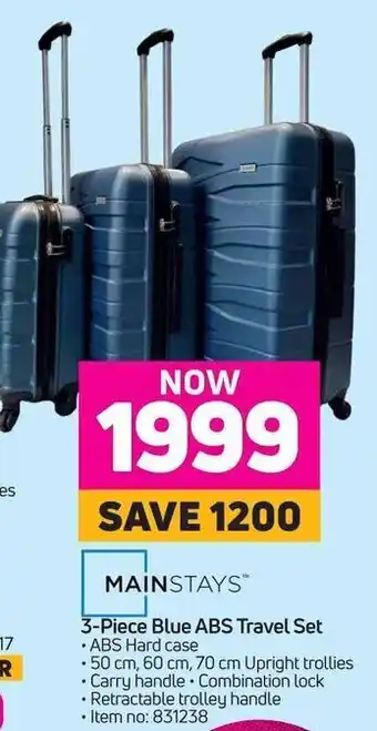 Game MAINSTAYS™ 3-Piece Blue ABS Travel Set offer
