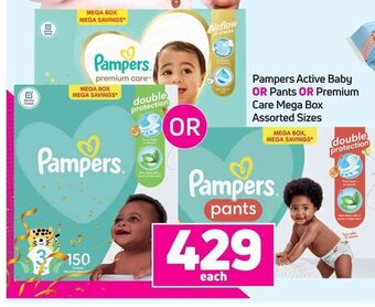 Game Pampers Active Baby OR Pants OR Premium Care Mega Box Assorted Sizes offer