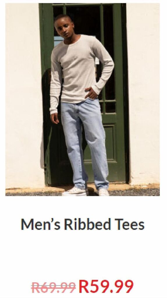 Men's robbed tees offer at Choice Clothing