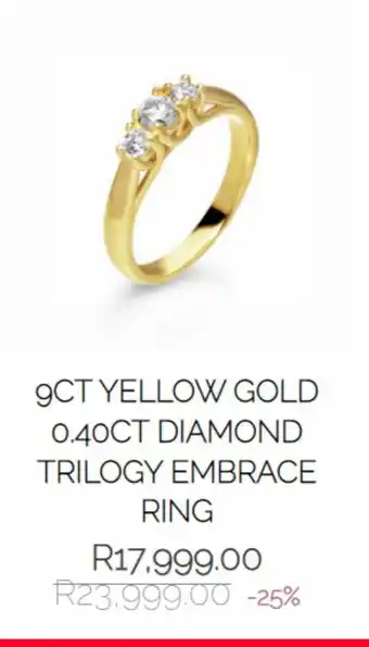 Arthur Kaplan Yellow gold diamond trilogy embrace ring offer
