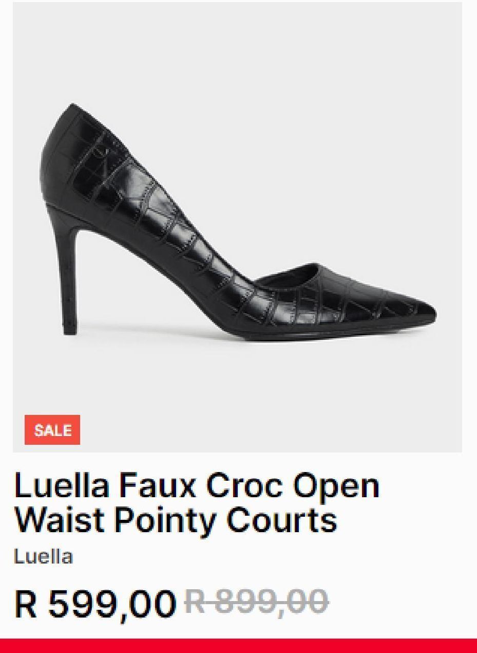 Luella faux croc open waist pointy courts offer at Foschini