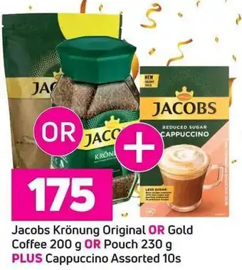 Game Jacobs Krönung Original OR Gold Coffee 200 g OR Pouch 230 g PLUS Cappuccino Assorted 10s offer