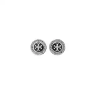 Europa Art Group Kira pavé enamel circle-stud earrings – black offer
