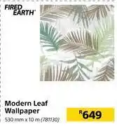 Builders Warehouse Fired earth modern leaf wallpaper 530mm x 10m offer