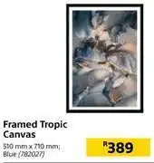 Framed tropic canvas blue-510mm x 710mm