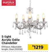 Builders Warehouse Eurolux 5 light acrylic odile chandelier offer