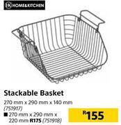 Builders Warehouse Home & kitchen stackable basket 270mm x 290mm x 140mm offer