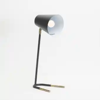Lamp table-v base black&gold-black arm & dome